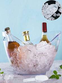 1 4L 大容量塑料冰桶，适用于冷却饮料、香槟、威士忌、水果、牛奶等。可用于节日装饰和家庭烹饪、酒吧、厨房、户外、学校、宿舍、大学必需品、国庆节、返校季节、弯头尺、冰格、冰块、桶、酒吧配件、午餐盒、冰桶、派对装饰 - 無色 - 查看 8