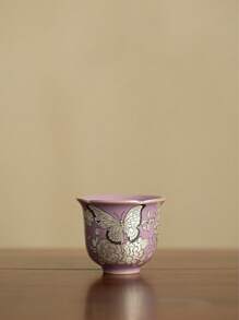 1pc/2pcs Butterfly Floral Ceramic Tea Cup, Household Ceramic Kung Fu Tea Set, Tea Cup For Tea Tasting, Gathering & Afternoon Tea, Small Capacity Water Cup, Gift Tea Cup