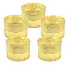 Molino de Hierbas Bitcoin Gold de 50mm, Molino de Especias de 4 capas, Mortero de Metal, Molino de Tabaco Crudo, Accesorios para Fumar, Herramienta de Cocina - 2 piezas - Ver 4