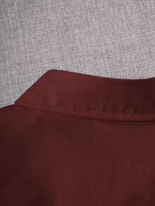 Tween Boy Classic Collegiate Style Casual Party Pageboy Pocket Patch White Formal Long Sleeve Shirt - Burgundy - View 4