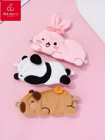 1pc Polyester Cute Panda Shaped Eye Mask, Lightweight & Blackout, Suitable For Women Daily Rest