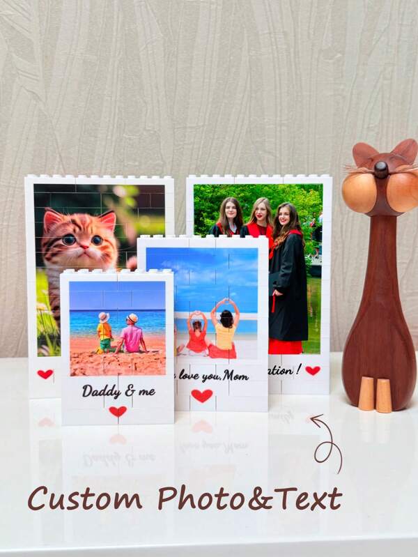 1 pieza Rompecabezas de fotos personalizado, bloques de madera DIY con imágenes y texto, rompecabezas de fotografías colorido, memoria decorativa, regalo del Día del Padre, Día de la Madre, Regalo del día del maestro, Memento de graduación, Navidad y Año Nuevo, San Valentín, Aniversario, Cumpleaños