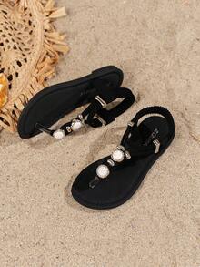 2025新款波西米亚风儿童凉鞋，亮黄色和粉色真皮凉鞋，时尚设计，沙滩凉鞋，适合高中生和大学生穿着 - 黑色 - 查看 3