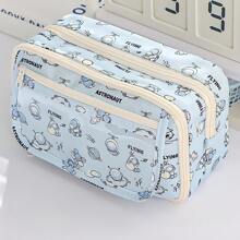 Capybara Pencil Bag Pen Case Cartoon Flip Cover Transparent Front Multi Pocket Oxford Fabric Storage Pouch For Stationery School , Back To School Gifts
