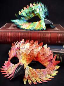 1 pieza Máscara de media cara con plumas para mujer, adecuada para juegos de roles, Halloween, regalos navideños, decoración y adornos