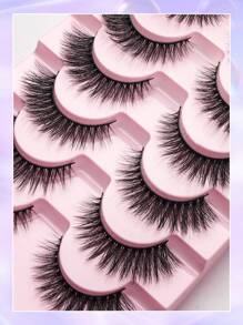 7 pares/sets de pestañas postizas de visón 5D cortas, rizado ruso DD, hechas a mano, naturales, esponjosas, delgadas y gruesas, al por mayor para maquillaje de ojos, tiras de pestañas, pestañas, pestañas postizas