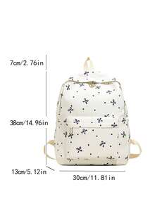 1 Pc Back-To-School Bow Pattern Backpack,High-Capacity Student Bag, With Laptop Compartment Schoolbag, Adjustable Straps Bookbag, Casual Lightweight Travel Backpack, Perfect For Girls/Teens/Students/Graduates, Ideal For Daily Use, Outings, Travel, School & Back-To-School - Multicolor - View 3