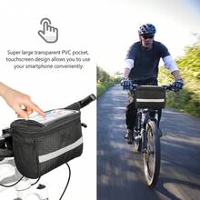 Bicycle Handlebar Bag Large Capacity Cycling Front Pack Bike Frame Accessories - màu đen - Xem 6