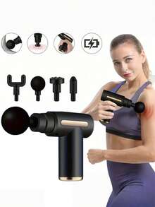 按钮/LCD 按摩器、深层组织按摩器、便携式手持肌肉按摩器、迷你旅行按摩器、健身器材、健身配件、男女理想礼物、带 LCD 屏幕的便携式可充电肌肉按摩枪、6 个可调档位、带 4 个可更换按摩头的颈部按摩器、深层组织放松、USB 可充电锂电池、人体工程学设计