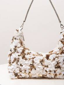 优雅彩色亮片单肩包、花卉包、新娘派对包、亮片包、舞会包、舞会配饰、高档风格手提包、婚礼用品、优雅女士包（图案随机） - 彩色 - 查看 5