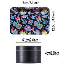 万圣节主题手动研磨器/研磨器套装，4 件套，3 腔锌合金研磨器，7.1x5.5 英寸金属卷烟托盘，多功能香烟研磨器套装，香料研磨器 - 送给亲朋好友的理想礼物