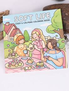 1PC Girls' Moment Coloring Book,With The Theme Of The Exquisite Life Of A Girl Living Alone,Makes Your Leisure Life Full Of Fun,For School Supplies,Back To School - Multicolor - View 7