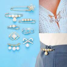 8pcs Women's Scarf Clips, Hijab Pins, Middle Eastern Style Brooch For Dress - Gold - View 3