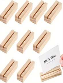 2/10 件木质桌号牌架木质座位卡架照片架亚克力标牌架适用于仪式生日派对家居装饰 - 原木色 - 查看 9