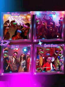 24 نظارة LED (طول النظارة 16.5 سم/6.5 بوصة ، عرض 5.4 سم/2.2 بوصة) ، إمدادات حفلات مضيئة 5 ألوان 3 أوضاع إضاءة ثابتة وومضانة وسريعة الومضان ، نظارات مضيئة ألعاب إمدادات حفلات مناسبة للبالغين ، النظارات المضيئة مناسبة للغاية للمهرجانات وأعياد الميلاد وأعياد الفصح والحفلات وعصي الإضاءة والنظارات الشمسية والزفاف والأدوار والميلاد والنوادي الليلية (الألوان المرسلة عشوائية)