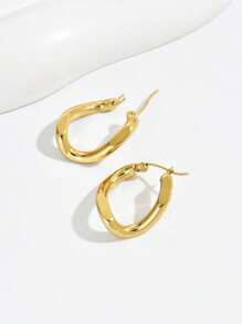 1 Paar Mode Verdrehte Und Polierte Edelstahl Ohrringe Für Frauen, Luxuriöses Personalisiertes Design, All-match-party Feierliche Hip-hop-ohrringe Schmuck