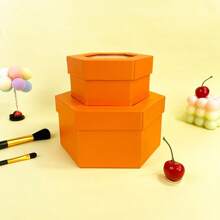 2pcs Hexagon Gift Boxes, Solid Color Stationery Desk Storage Boxes, Suitable For Birthday, Wedding, Graduation Gift Packaging School Supplies, Back To School