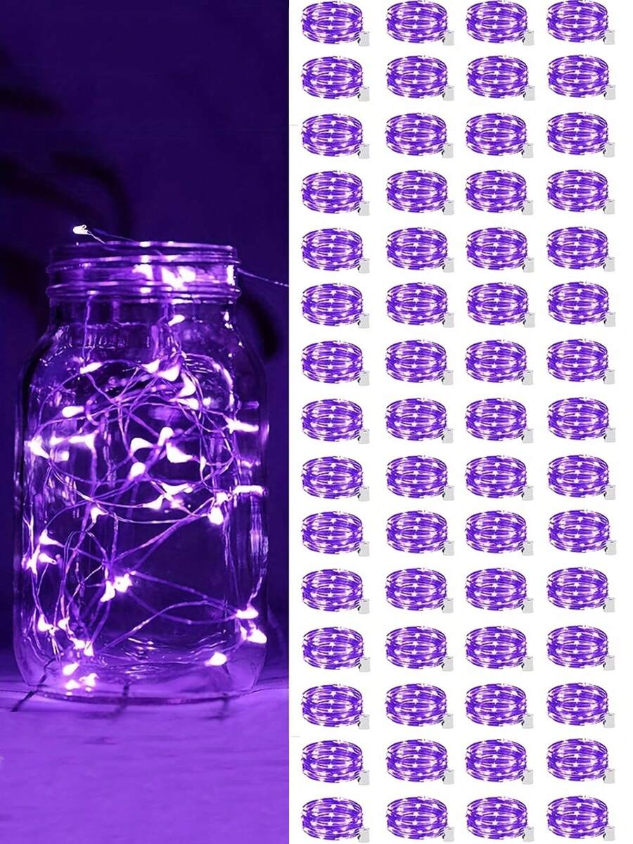 20入紫色LED螢火蟲串燈，電池供電迷你閃爍燈，暖白色，適用於情人節、婚禮、聖誕節和生日派對裝飾，梅森罐氛圍燈，星光燈，氛圍照明 | 夢幻串燈 | 電池供電燈，發光配件，適用於室內/室外裝飾，完美適用於臥室、婚禮派對桌飾與裝飾 | 也適用於萬聖節、聖誕節及其他各種節日！