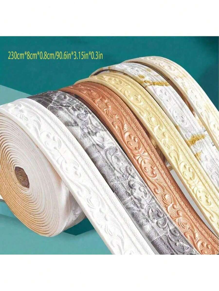 2pcs 3D Foam DIY Photo Frame Wall Stickers, Waterproof And Anti-Dirt Decorative Stickers For Skirting, TV Backdrop, Door Frame, Home Decor, Size: 181 Inches X 3.15 Inches Room Decor Wall Decor,European Home & Floor Decoration - Wall Decoration Accents - Multicolor - View 1