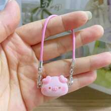 1pc(Excluding Dolls) Dollhouse Mini Cartoon Animal Shy Pig Model Creative Neck Hanging Accessories Doll Pendant Cloth Hanging Party Gift