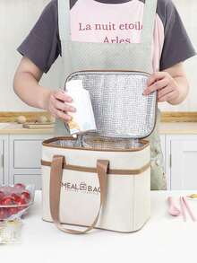 四层隔热午餐袋、保温袋、防水铝箔午餐手提袋，适用于工作、学校、野餐、户外活动、家居装饰、派对和圣诞节收纳 - 彩色 - 查看 3