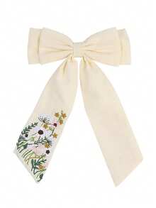 1 件定制花卉蝴蝶结印花名字刺绣涤纶丝带蝴蝶结发夹，适合女孩个性化名字发饰蝴蝶结花朵刺绣蝴蝶结优雅蝴蝶结刺绣发夹，适合日常发饰礼物（返校）