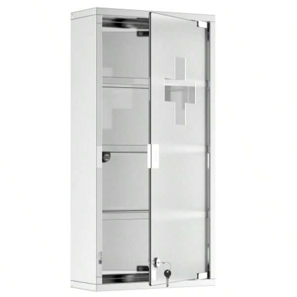 Armadietto per medicinali in acciaio inox con serratura – 60 x 30 x 12 cm – Armadi di sicurezza per pronto soccorso e medicinali