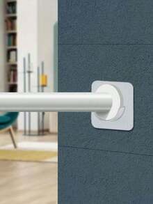 4pcs/2pcs Shower Curtain Rod Hooks, Expandable Rod Brackets, Adhesive No-Drill Window Curtain Rod Holders, Horizontal Rod Curtain Hanging Brackets, Clip Hooks Accessories Bathroom Decor