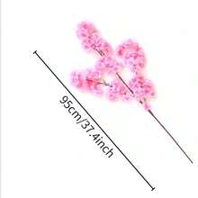 1 件 98 厘米 38.6 英寸人造红色樱花枝，真实触感假花束樱花枝长茎人造花适合高花瓶 DIY、婚礼派对复古装饰、现代农舍、家居卧室装饰 - 彩色 - 查看 11