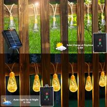 太阳能庭院灯串 16 灯泡 8 种模式 LED 仙女灯户外防水灯适用于花园篱笆阳台假日露营帐篷节日装饰 - 彩色 - 查看 5