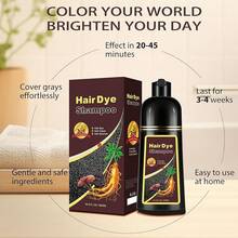 Hair Dye Shampoo 3 In 1, Long-Lasting Gray Hair Coverage, Natural Dark Coffee Hair Color Shampoo With Herbal Ingredients, Easy Application Shampoo Para Canas Women Men 16.9 Fl Oz - Chestnut Brown - View 3