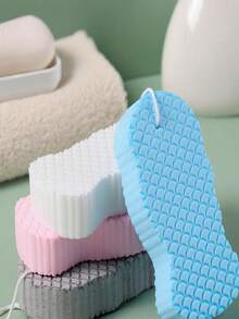 4 piezas Cepillo de baño 3D con patrón de escamas de pez, exfoliante suave para ducha, para la piel de bebé