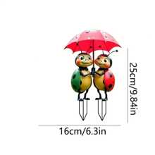 2D Ladybug Garden Stake | Outdoor Wedding Decor - Lawn Ornament, Bridal Shower Planter Sculpture, Red & Black Cartoon, All-Weather, No Electricity Required, European Garden Wedding Season Limited Edition