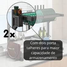 Dish Drainer Dishes Organizer Hanging Sink 65cm - 黑色 - 查看 4