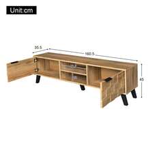 Modern TV Cabinet With 2 Doors And 2 Open Compartments – 160.5 X 35.5 X 45 Cm - 木材+刨花板+50-59英寸 - 查看 8