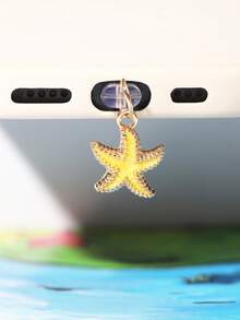 1/4pcs Multicolor Starfish Dust Plug, Creative Cute Fashion Marine Life, Glossy Alloy Metal Pendant, Transparent Silicone Dust Plug Accessory For Smartphone, Tablet, Kindle, Charging Port Decor, Suitable As Small Gift, Compatible With IPhone Lightning/Type-C, Firmly Protects Charging Port From Water, Moisture And Dirt