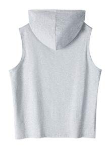Sudadera con capucha y cordón casual para hombre - Gris - Ver 3