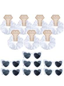 14pcs Wedding Party Bridesmaid Proposal Headband Heart Glasses Gift Set, Suitable For Gifting To Women, Lovers, Family, Friends, Gifts For Women, Hair Accessories, Ponytail Holders