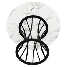 Dining Table Set (5 Pieces), Dining Table Set With 4 Chairs, Modern Kitchen Table Set, 80 Diameter Round Kitchen Table, Black Legs, White Marble Table Top, Grey Velvet Dining Chairs - 1 - View 7