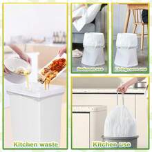 Sacs poubelles à cordon épais, portables, résistants à la déchirure, pour cuisine, salon, restauration, commerce, 45 à 50 L (20 pièces, blanc)