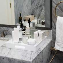 25 X 25 Cm Sturdy Acrylic Tray With Handle - Kitchen, Bathroom, Office Countertop Storage Tray - Cosmetics, Jewelry, Toiletries, Toys, Small Tools - Multicolor - View 9