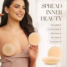 QY  Nipple CoversSilicone Nipple Covers Reusabl Waterproof No Show  Nipple Cover Cakes Bra 8380 - 蜂蜜 - 查看 3