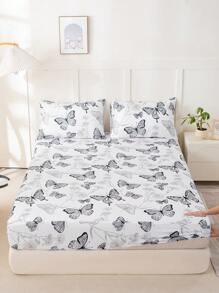 1 件蝴蝶印花床单、床上用品、床笠、床垫套、柔软舒适床上用品，适用于卧室床垫保护套床笠，可机洗