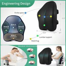 Lumbar Support Pillow For Office Chair With 2 Belts Memory Foam Lumbar Pillow Back Support Pillow For Car, Computer, Gaming Chair Memory Foam Back Cushion