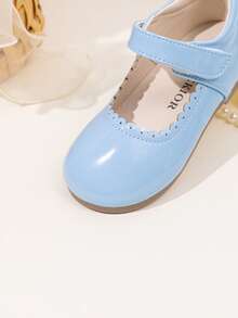 Girls' Cute Scalloped Trim Mary Jane Princess Ballet Flats, Solid Color - Blue - View 7