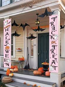 Cartel de bienvenida de telaraña de araña espeluznante rosa para decoración colgante de interiores y exteriores, decoraciones de pared y fiestas - Baby Shower - Multicolor - Ver 1