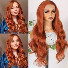 13X4 Light Blonde Body Wave Lace Front Wig 28" Soft Long Wavy Wigs Glueless Free Part 180% Density With Adjustable Straps & Combs Heat Resistant Blonde Synthetic Hair Replacement Wigs For Women Perfect For Daily Wear Parties & Special Occasions - trái cam - Xem 2