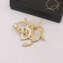 1 pieza Broche de cristal con letra vintage - Elegante y lujoso pasador de moda
