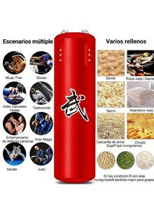 Saco de boxeo profesional Saco de boxeo con guantes de boxeo Colores Negro y Rojo - Rojo - Ver 3