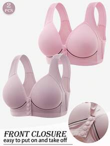 2 Pieces Women's Multi-Color Front-Buckle Lingerie; Sexy Seamless Push-Up Comfortable Bra - Multicolor - View 1
